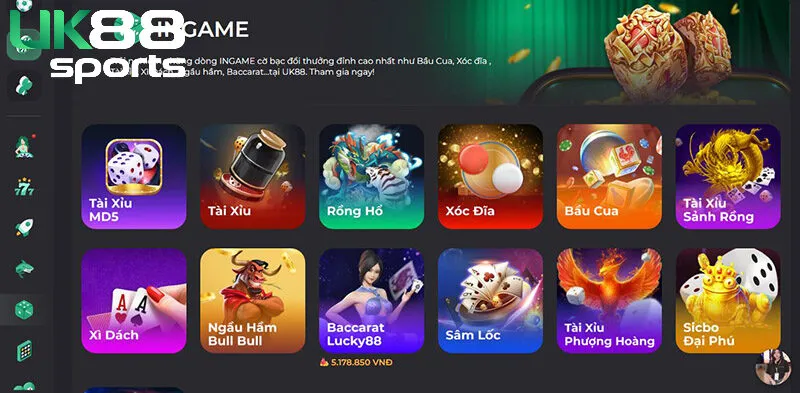 Thông tin về sảnh game online tại Uk88